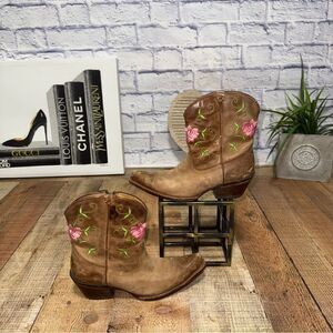 Tony Lama Ladies Cinnamon Patina Short Cowboy Boot 5.5